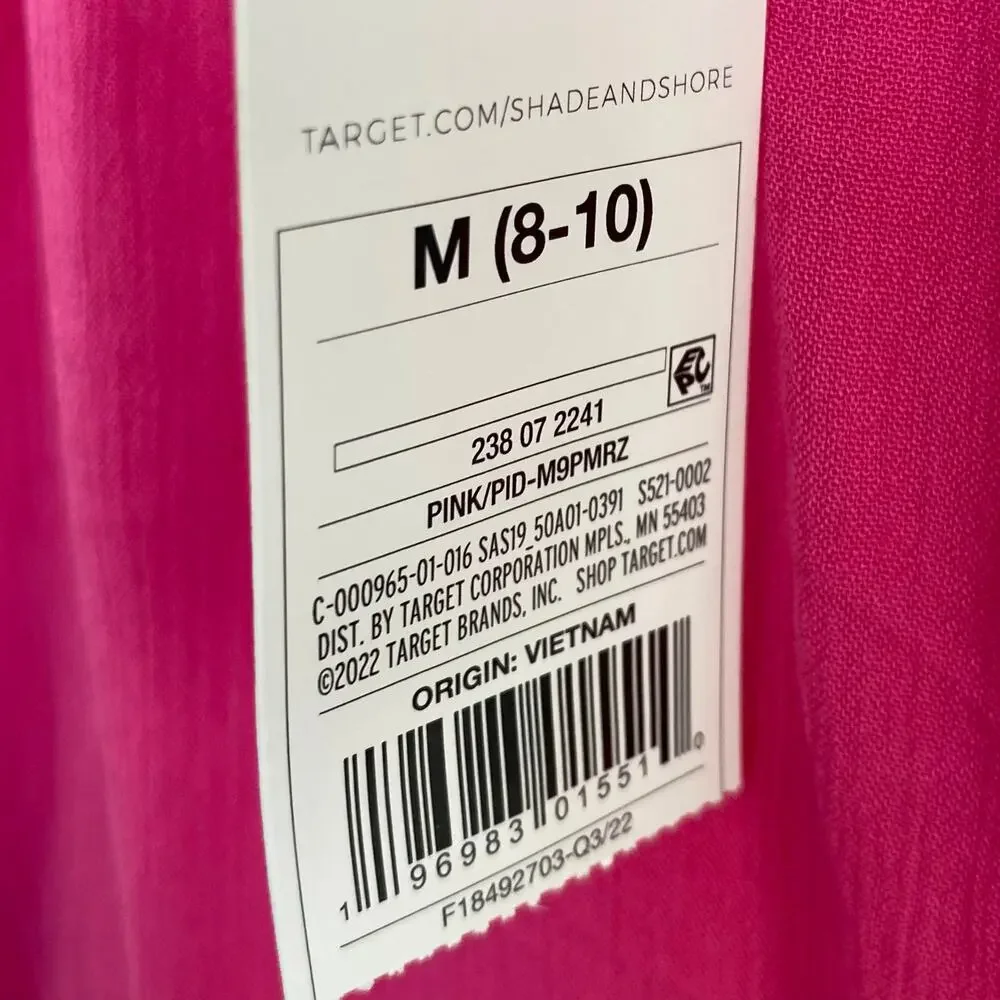 NEW SHADE & SHORE Pink Plunge Neck Swimsuit Cover Up Dress Double Slit Medium